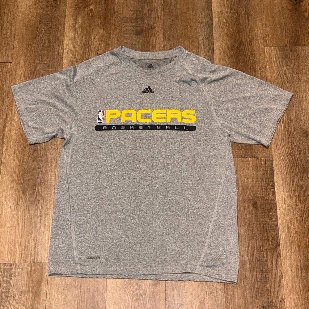 Adidas Indiana Pacers NBA Basketball Climalite Shirt Mens Medium Gray Heather